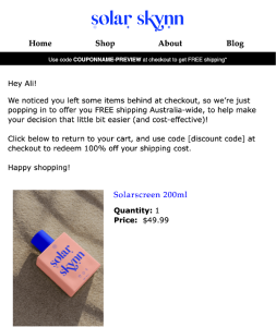 abandoned checkout template